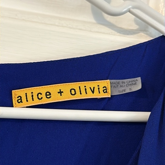 Women’s ALICE + OLIVIA Cobalt Blue SILK Sleeveless Blouson Mini Dress Size S - Picture 6 of 12